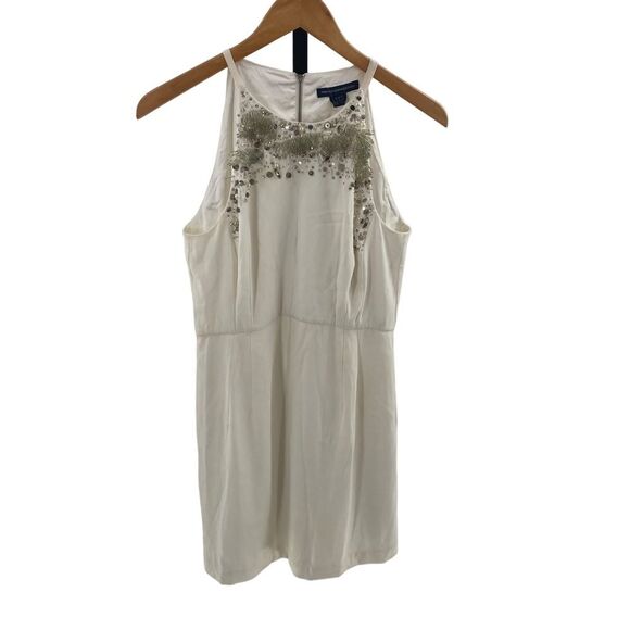 French Connection‎ Size 8 New Moon Beaded White Mini Dress Lined NWT - Picture 3 of 13